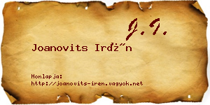 Joanovits Irén névjegykártya